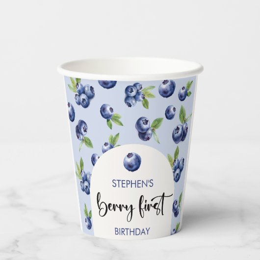 Berry eerste blauwe bessen kinderen verjaardag papieren bekers (Achterkant)
