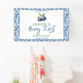 Berry eerste Blueberry 1e verjaardagsfeestje Spandoek (Insitu)