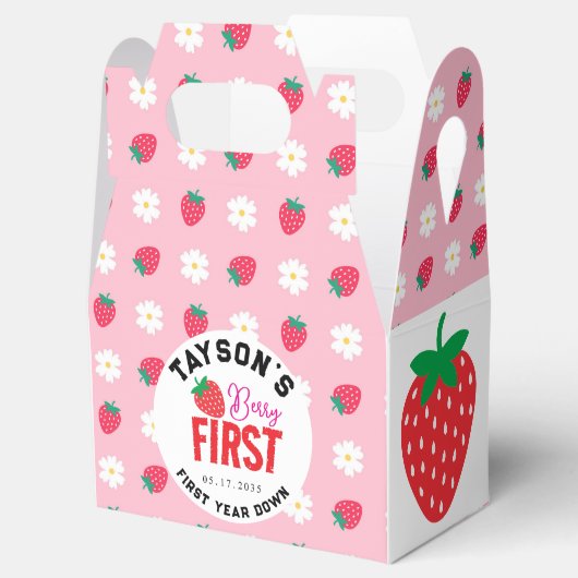 Berry Eerste Verjaardag 1e Verjaardag Aardbei Bedankdoosjes (Geopend)