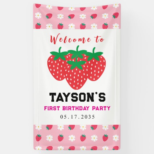 Berry Eerste Verjaardag 1e Verjaardag Spandoek (Verticaal)