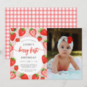 Berry Eerste Verjaardag Aardbei 1e Verjaardag Foto Kaart (Voorkant / Achterkant)