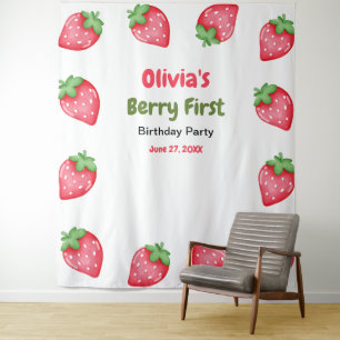 Berry Eerste Verjaardag Aardbei 1e Verjaardag Wandkleed