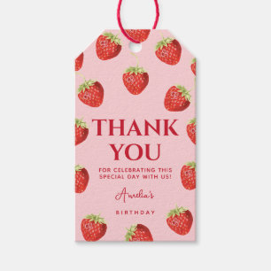 Berry Eerste Verjaardag Aardbei Dank u Cadeaulabel