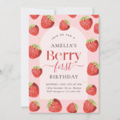 Berry Eerste Verjaardag Aardbei Meisje Kaart (Voorkant)