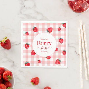 Berry Eerste Verjaardag Aardbei Meisje Servet