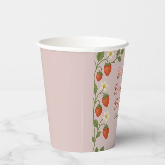 Berry Eerste Verjaardag Aardbei Roze Bloementuin Papieren Bekers (Rechts)