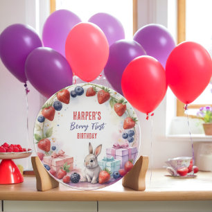 Berry Eerste Verjaardag Bord met Bunny en geschenk