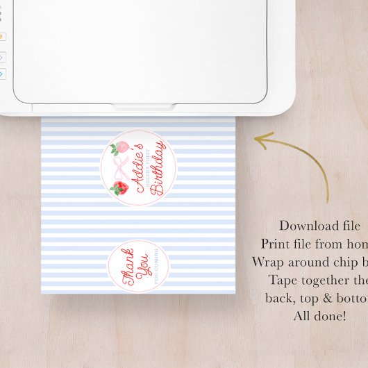 Berry eerste verjaardag Chip Bag Wrapper Printable Poster