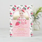 Berry eerste verjaardag foto uitnodiging (Staand voorkant)