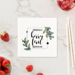 Berry eerste verjaardag kinderen bosbes minima servet