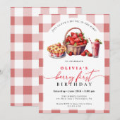 Berry Eerste Verjaardag picknick gingham Kaart (Voorkant / Achterkant)