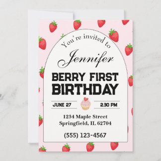 Berry Eerste Verjaardag Uitnodiging Aardbei Uitnod