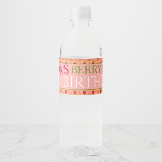 Berry Eerste Verjaardag Waterfles Label Waterfles Etiket (Voorkant)