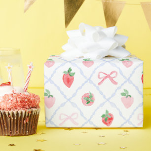 Berry eerste verjaardag waterverf aardbeien cadeaupapier