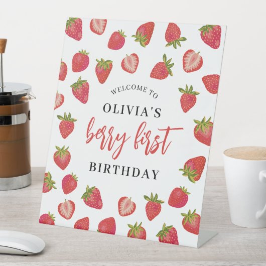 Berry Eerste Verjaardag Welkom Reclamebord Met Voetstuk (Insitu)