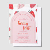 Berry eerste verjaardagsfeest 1e aardbeienboog vellum uitnodigingen (Offset)