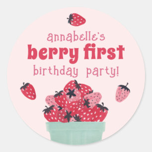 Berry eerste verjaardagsfeest aardbeien Stickers