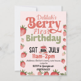 Berry eerste verjaardagsfeestje uitnodiging