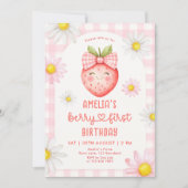 Berry eerste verjaardagsuitnodiging voor aardbeien kaart (Voorkant)