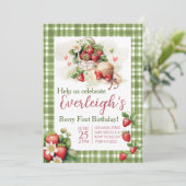 Berry Eerste zoete zomer aardbei Verjaardag Kaart (Staand voorkant)