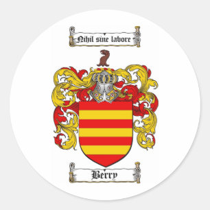 BERRY FAMILY CREST - BESSEN WAPEN RONDE STICKER