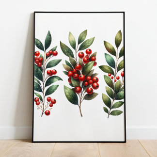 Berry Festive - Poster des Branches d'hiver luxuri