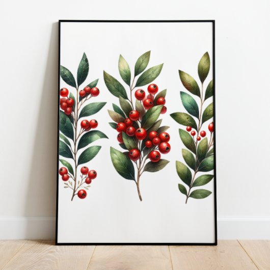 Berry Festive - Poster des Branches d'hiver luxuri