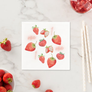 Berry First 1e verjaardag Aardbei Patroon Servet