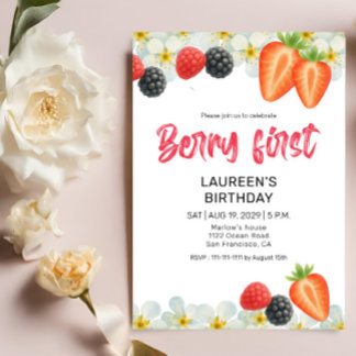 Berry First 1st Birthday Invitation
