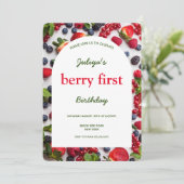 Berry First 1st Birthday Photo Invitation (Debout devant)