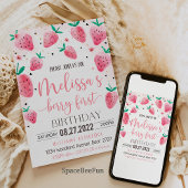 Berry First Birthda Invitation Anniversaire fraise