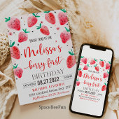 Berry First Birthda Invitation Anniversaire fraise