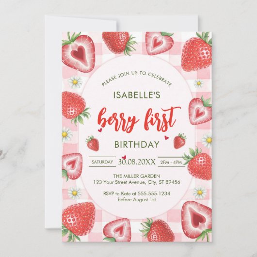 Berry First Birthday 1st Birthday Invitation (Devant)