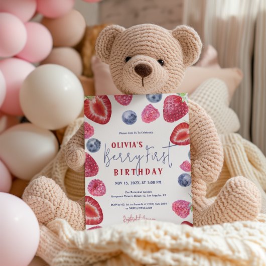 Berry First Birthday Berries Party Invitation