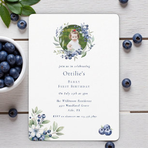 Berry First Birthday blueberry party foto Kaart
