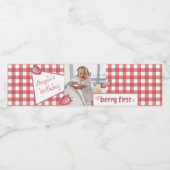 Berry First Birthday Eten en Drinken Label Set Waterfles Etiket (Enkel label)