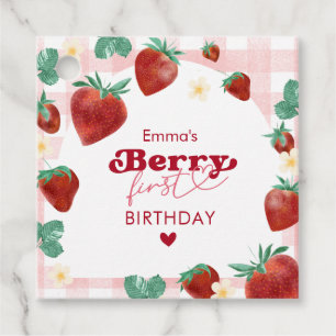 Berry First Birthday Girl 1st Birthday Strawberry Bedankjes Labels