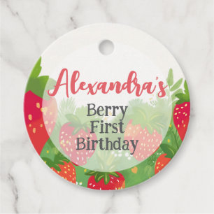 Berry First Birthday Girls Strawberry gepersonalis Bedankjes Labels