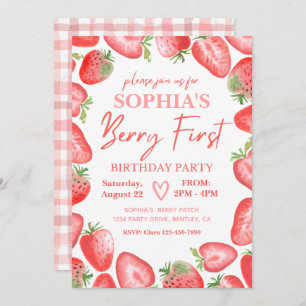 Berry First Birthday Invitation   Aardbei Kaart