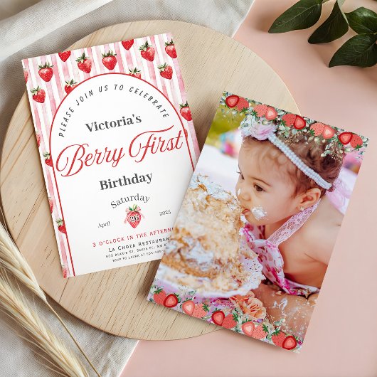 Berry First Birthday Invitation Card