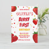 Berry First Birthday Invitation Fête des fraises (Debout devant)