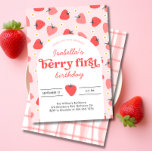 Berry First Birthday Invitation fraise<br><div class="desc">Invitation Berry First Birthday | fraise</div>