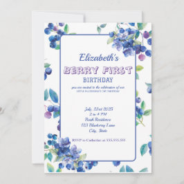 Berry First Birthday Invitation Kaart