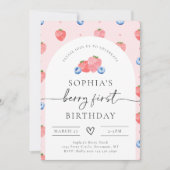 Berry First Birthday Invitation Kaart (Voorkant)
