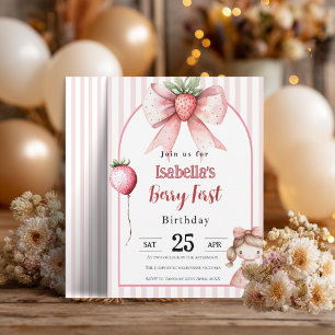 Berry First Birthday Invitation ・ Strawberry Girl