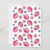 Berry First Birthday Invitation Strawberry Theme Kaart (Achterkant)