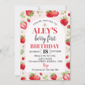 Berry First Birthday Invitation Thème fraise (Devant)