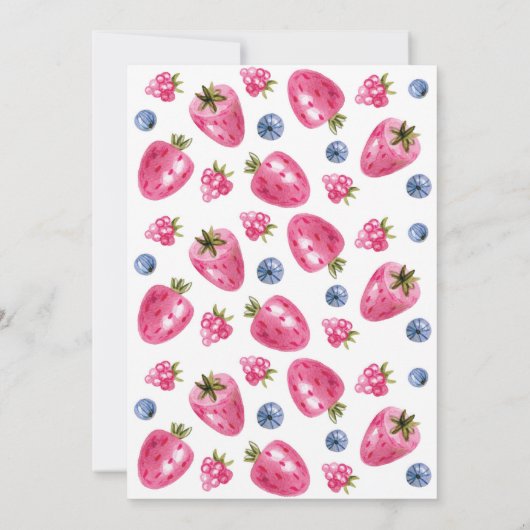 Berry First Birthday Invitation Thème fraise (Dos)