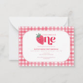 Berry First Birthday Invitation – Waterverf Straw Notitiekaartje (Voorkant)