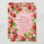 Berry First Birthday Kaart (Voorkant / Achterkant)